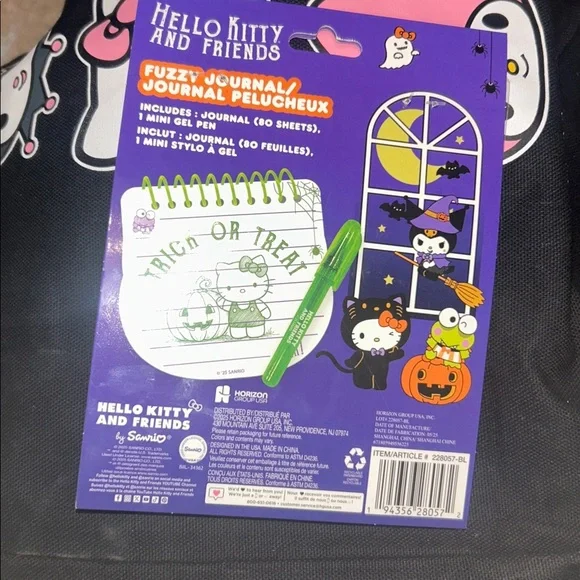 🩵3/$18🩵 Sanrio Keroppi Hello Kitty Friends Fuzzy Journal Notebook Pen Spooky New - Picture 2 of 2
